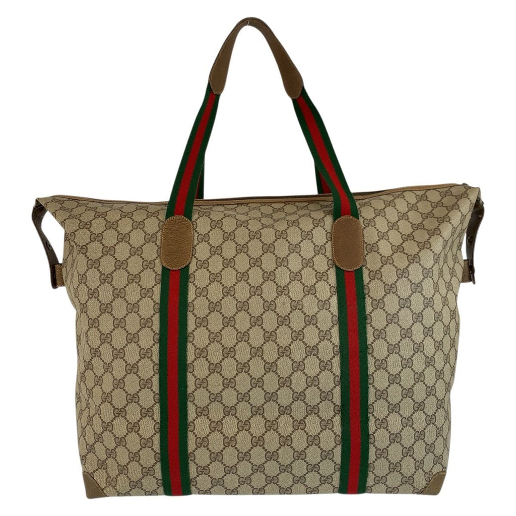 Gucci Sherry Line Beige Brown GG Supreme Canvas Boston Bag — view 2