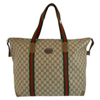 Gucci Sherry Line Beige Brown GG Supreme Canvas Boston Bag