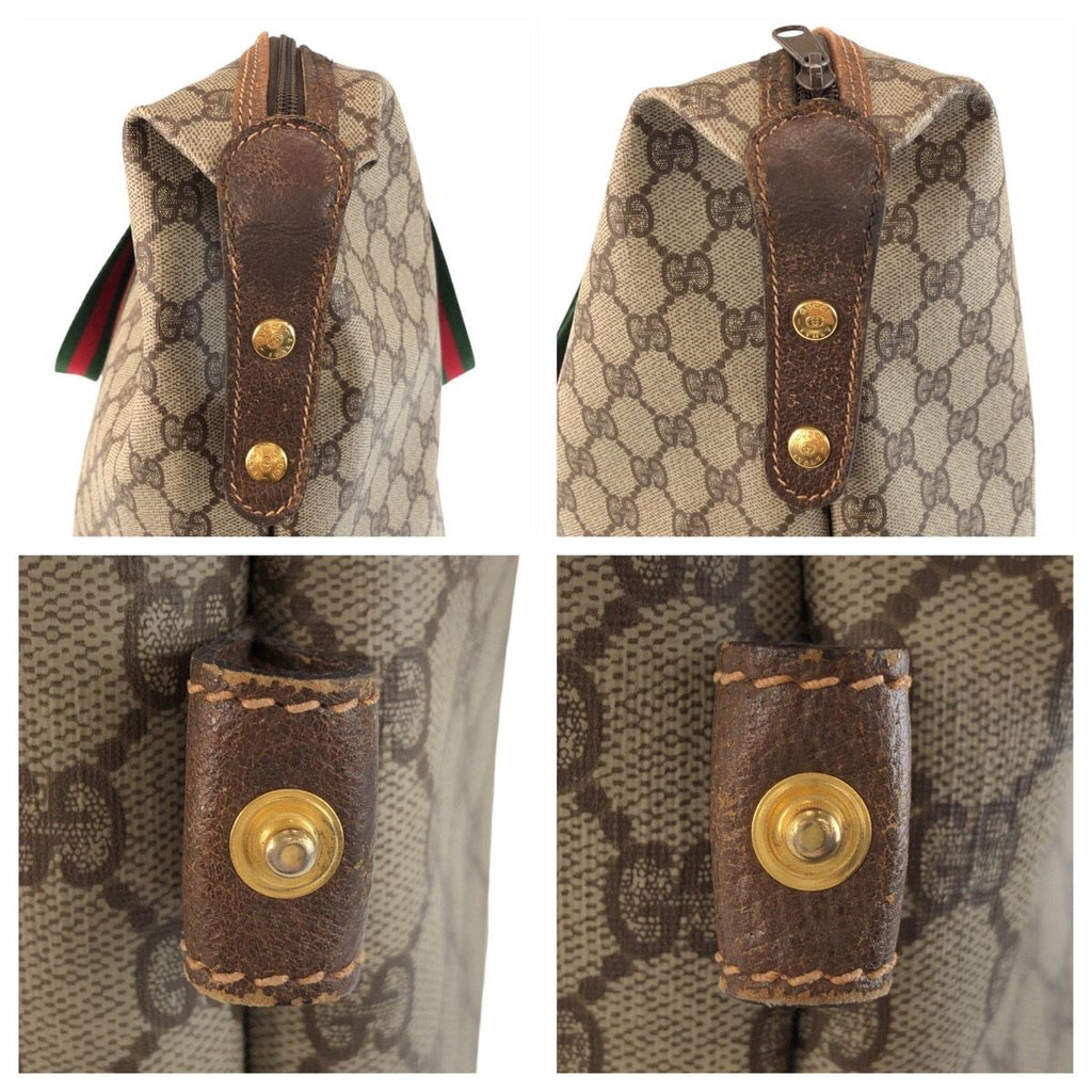 Gucci Vintage Sherry Line Beige Brown Gold GG Supreme Canvas Leather 012 39 — view 5