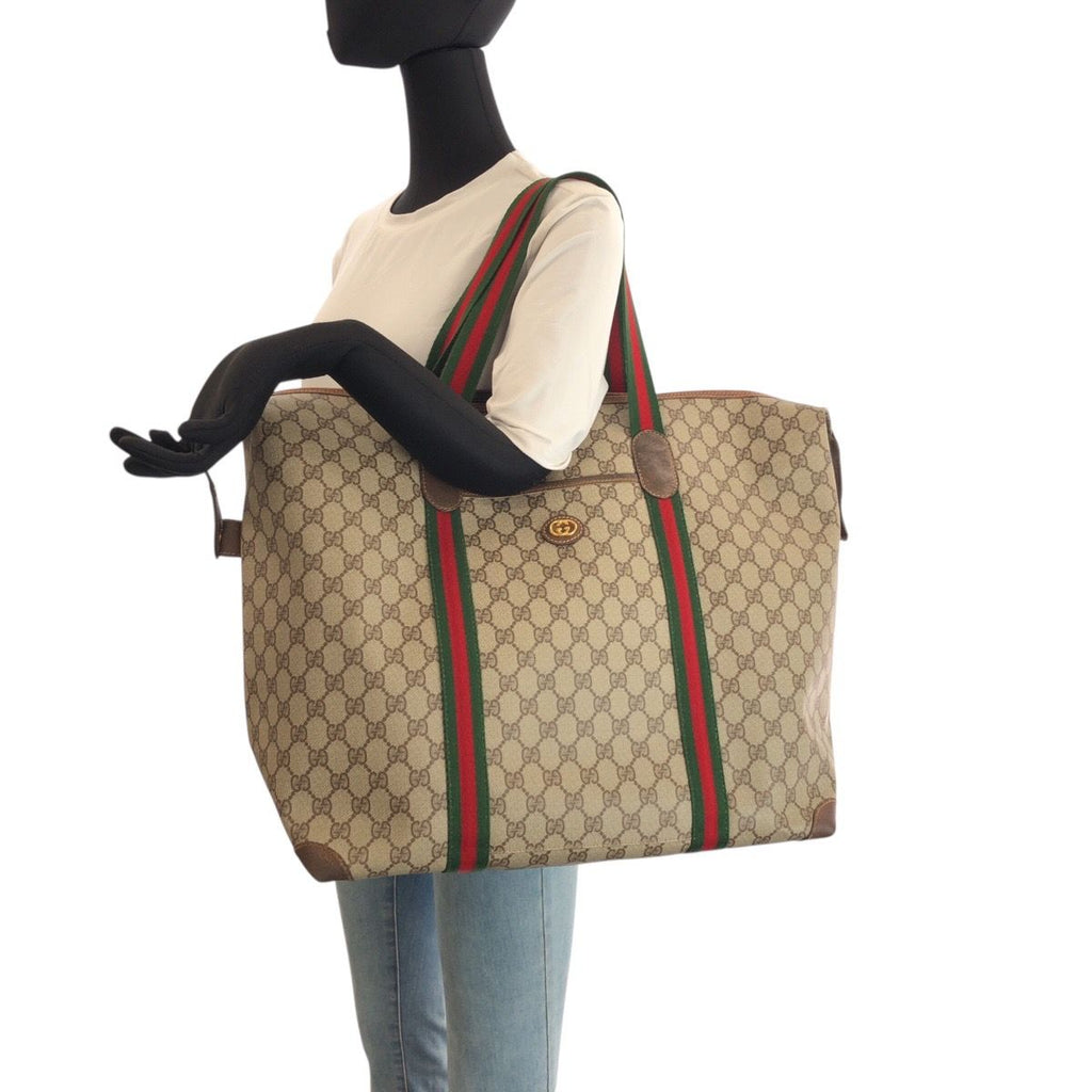 Gucci Vintage Sherry Line Beige Brown Gold GG Supreme Canvas Leather 012 39 — view 7