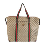Gucci Vintage Sherry Line Beige Brown Gold GG Supreme Canvas Leather 012 39
