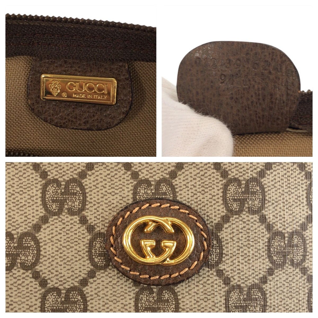 Gucci Vintage Sherry Line Beige Brown Gold GG Supreme Canvas Leather 012 39 — view 4