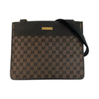 Gucci Brown Gold GG Canvas Leather Shoulder Bag
