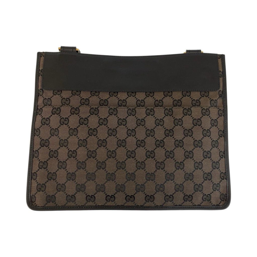 Gucci Brown Gold GG Canvas Leather Shoulder Bag — view 2