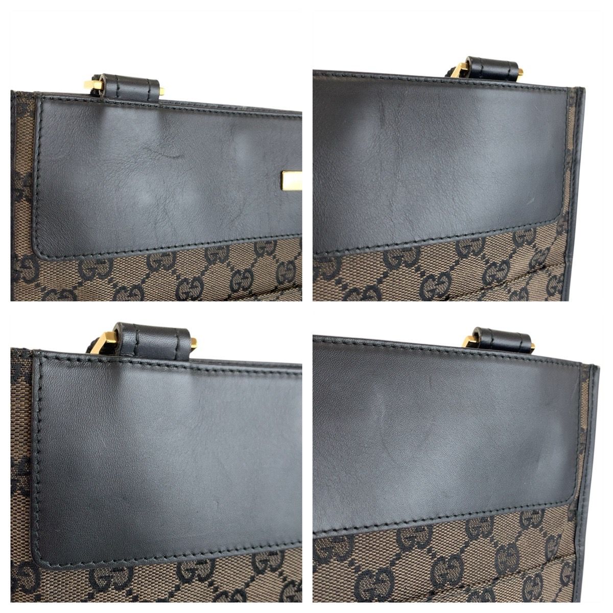 Gucci Brown Gold GG Canvas Leather Shoulder Bag — view 5