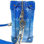 Louis Vuitton Shoulder Bag Soft Trunk Leather Canvas Blue — view 3