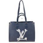 Louis Vuitton Shoulder Bag On The Go MM Leather Navy