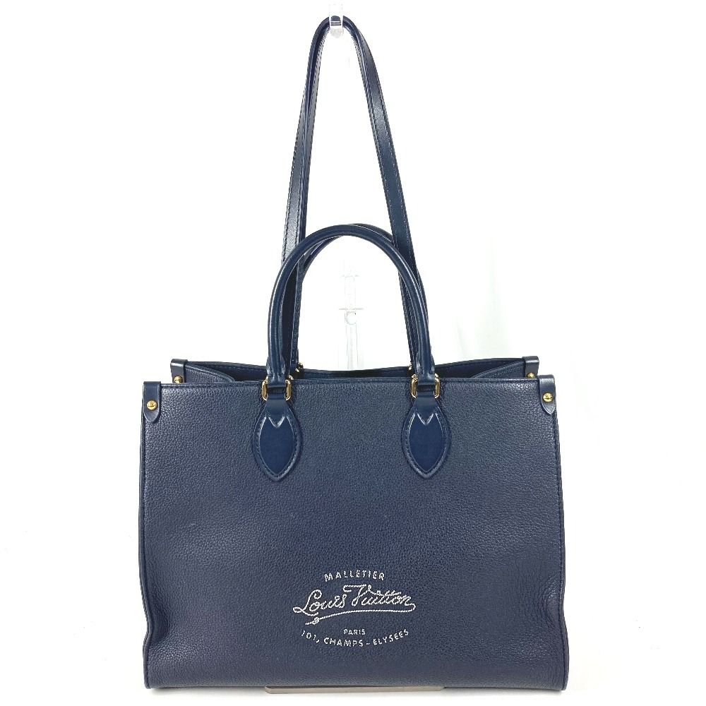 Louis Vuitton Shoulder Bag On The Go MM Leather Navy — view 2