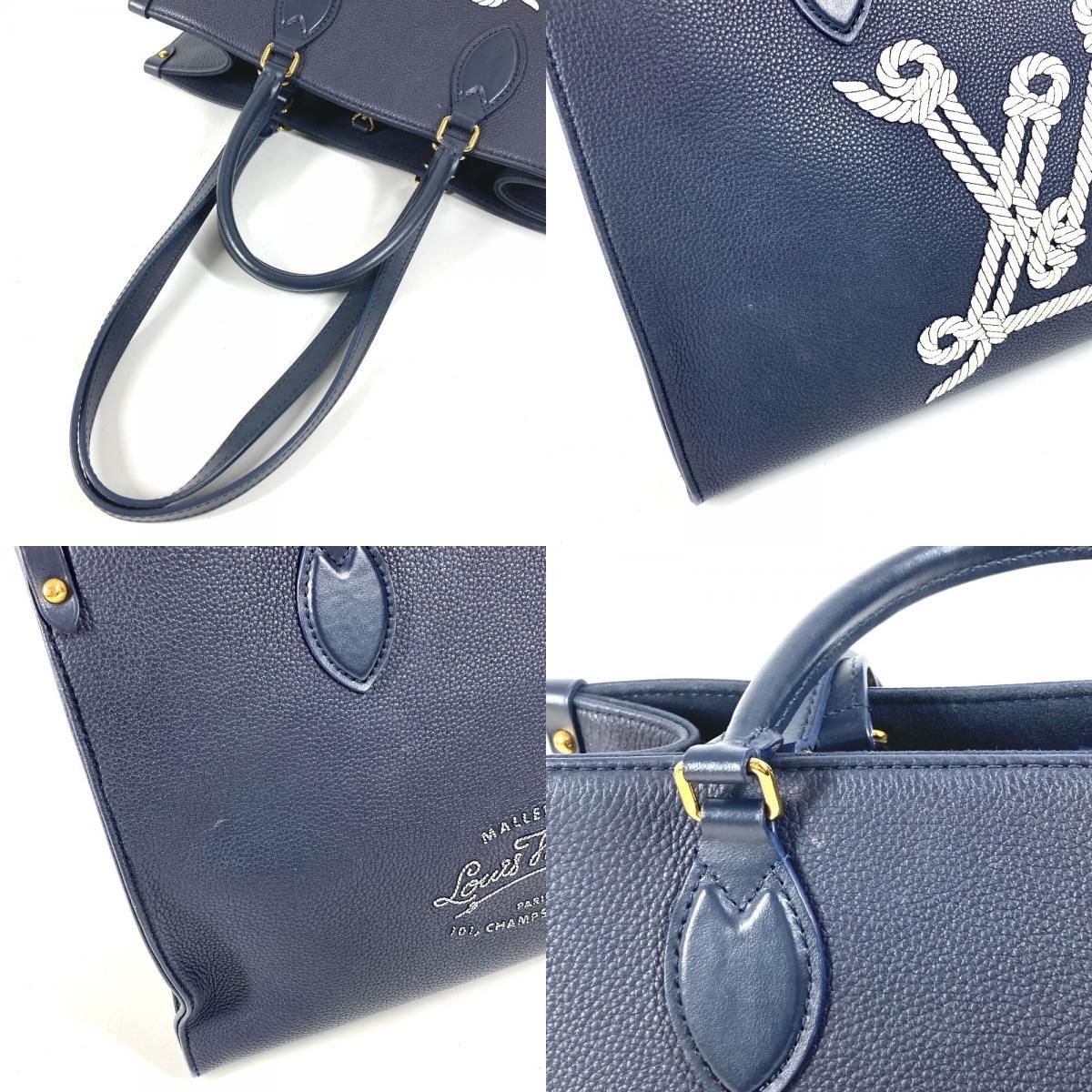 Louis Vuitton Shoulder Bag On The Go MM Leather Navy — view 8
