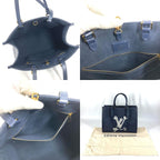 Louis Vuitton Shoulder Bag On The Go MM Leather Navy — view 9