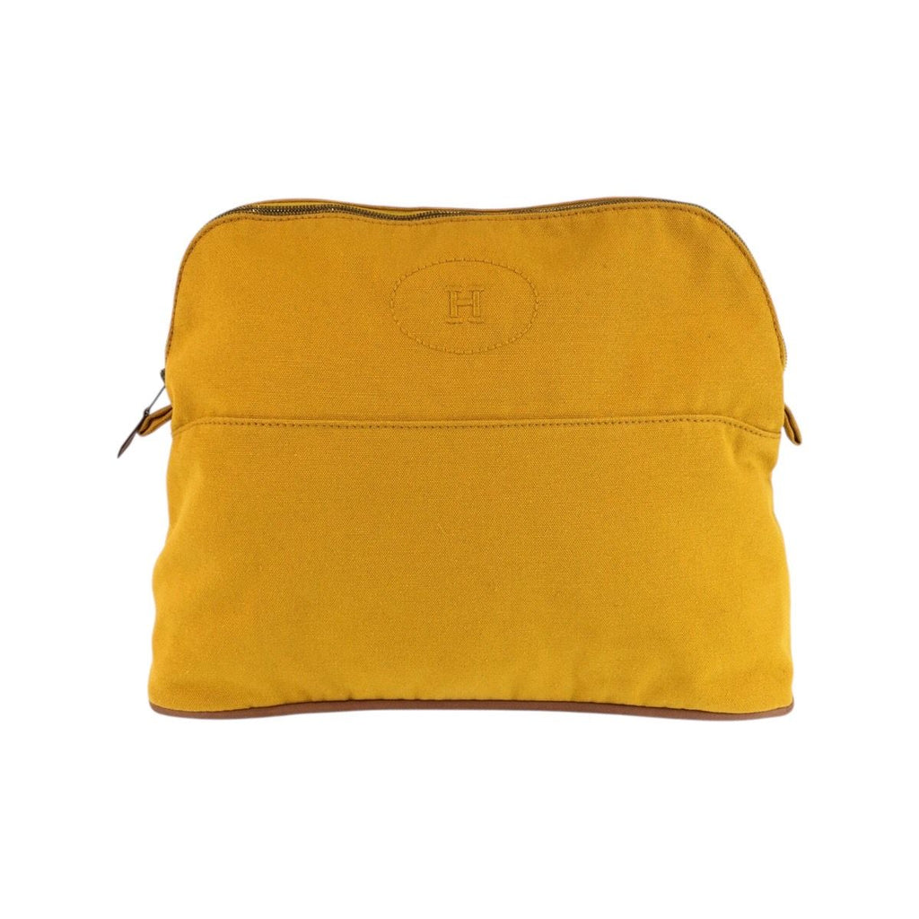 Hermes Bolide Yellow Master Gold Canvas Pouch Makeup