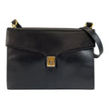Dior Vintage Black Gold Leather Shoulder Bag