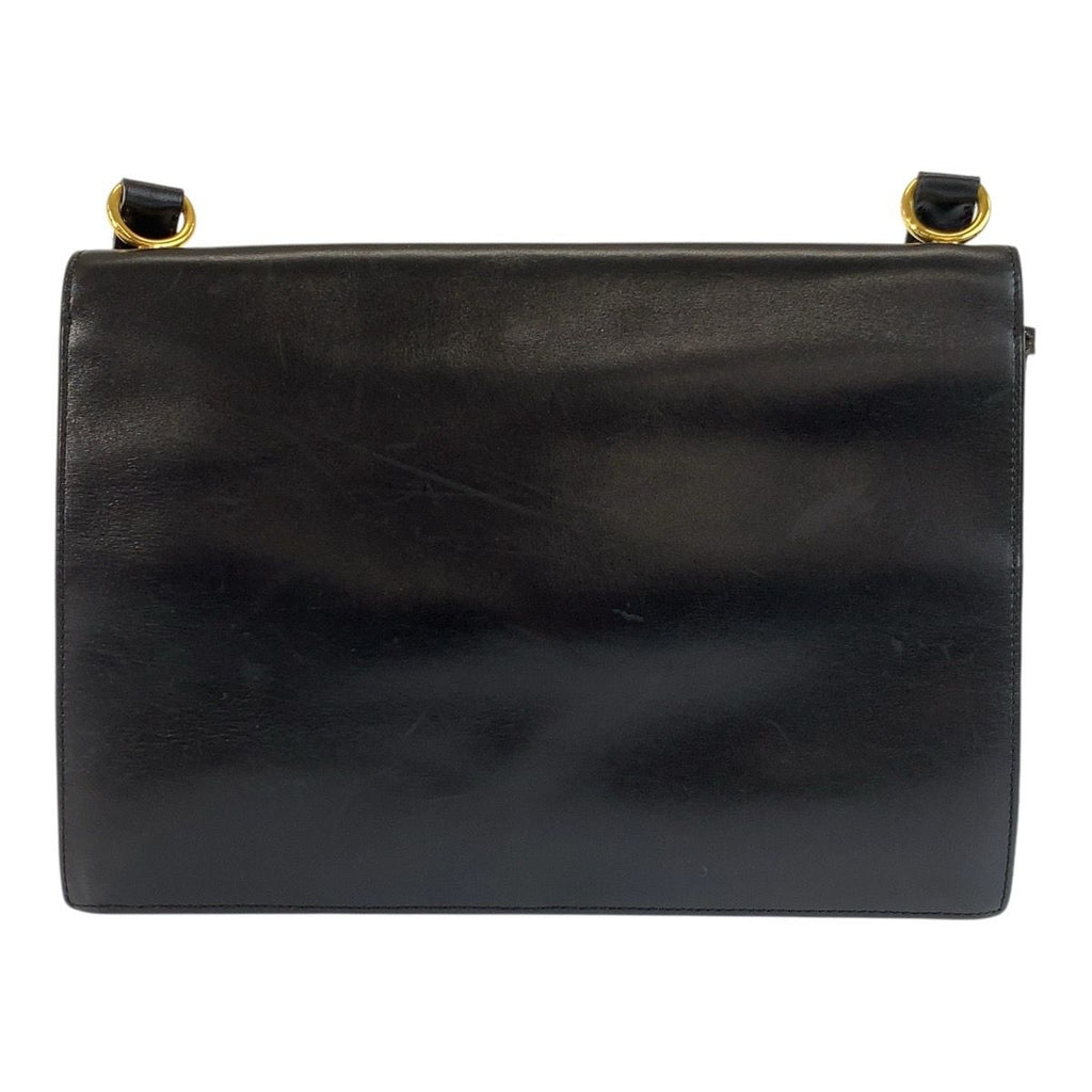 Dior Vintage Black Gold Leather Shoulder Bag — view 2
