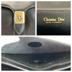 Dior Vintage Black Gold Leather Shoulder Bag — view 3