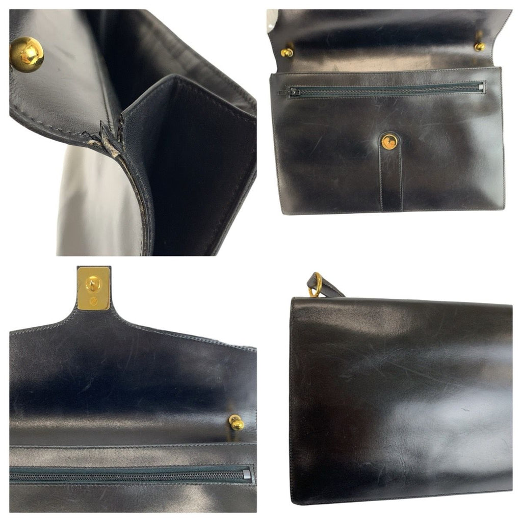Dior Vintage Black Gold Leather Shoulder Bag — view 5