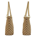 Gucci Beige Ivory Gold GG Canvas Leather Tote Shoulder Bag — view 8
