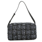 Bottega Veneta Shoulder Bag Brick Cassette Maxi Intrecciato Tweed Leather Black