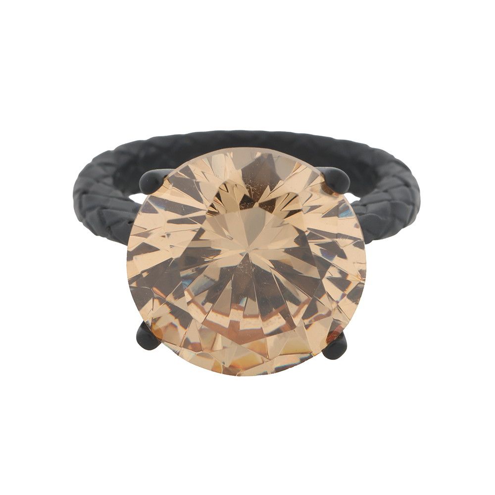 Bottega Veneta Ring Colored Stone Round Cut Intrecciato