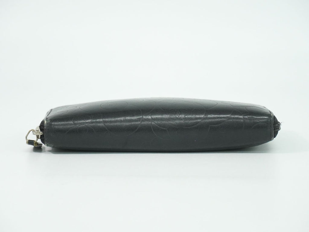 Chanel CC Logo Camelia Zip Around Wallet Leather Black — view 3