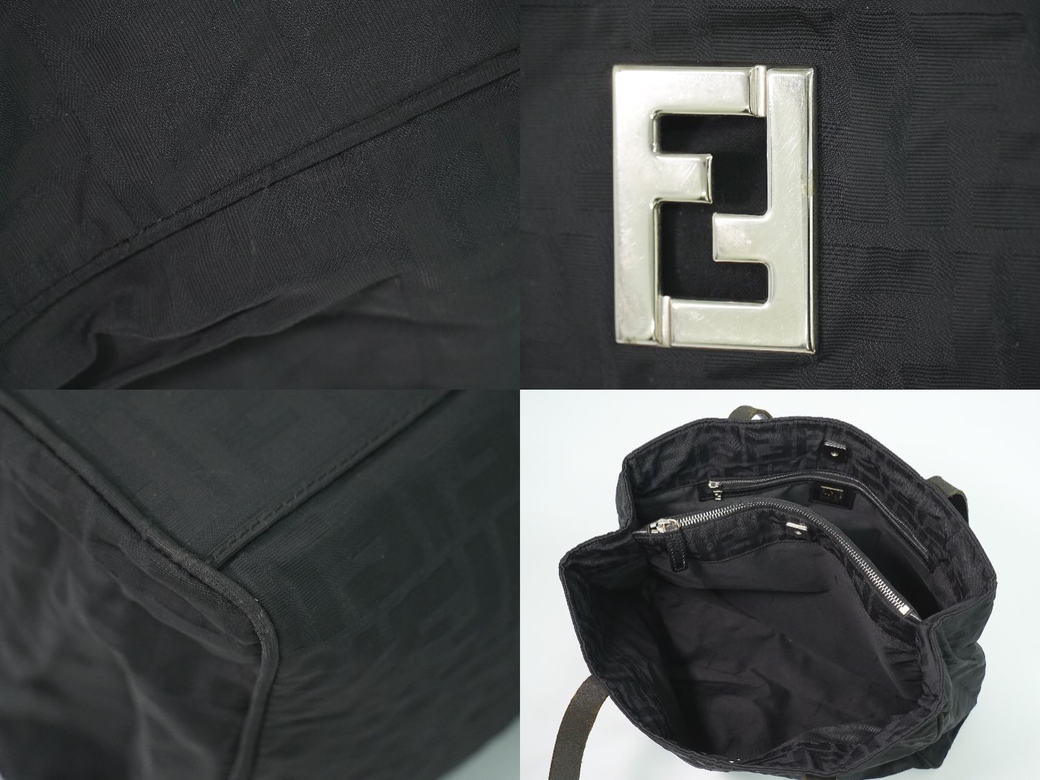 Fendi Zucca Shoulder Bag Tote Canvas Black — view 8