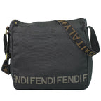 Fendi Canvas Shoulder Bag Pochette Black