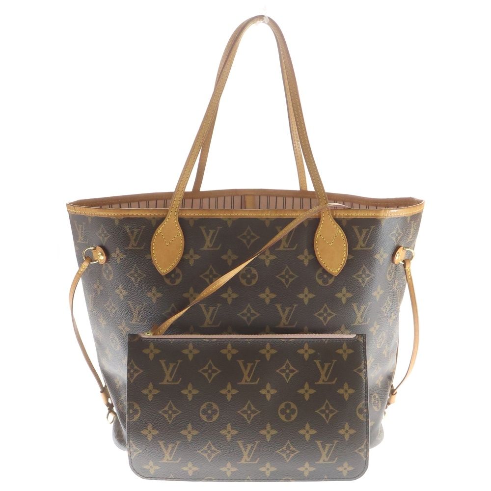 Louis Vuitton Monogram Neverfull MM Tote Brown Pink Leather Gold — view 2