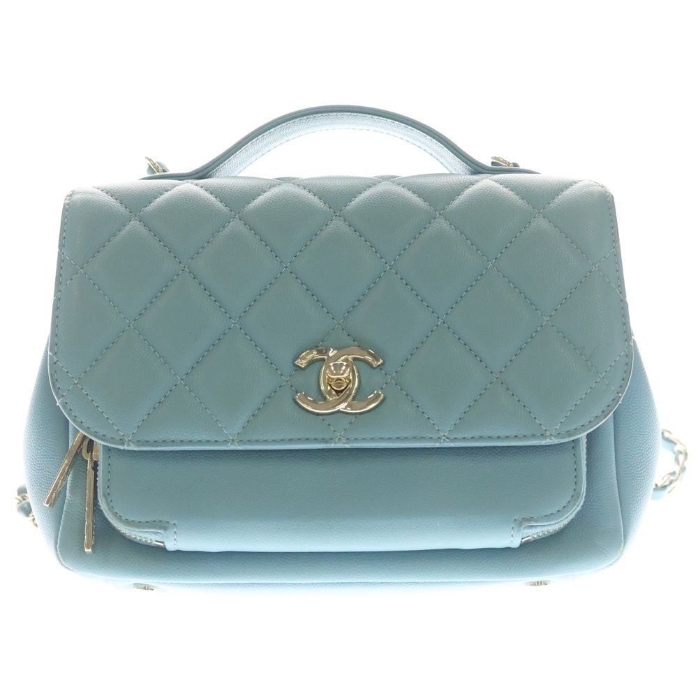Chanel Quilted Business Affinity Caviar Leather Chain Shoulder Bag GD Blue