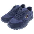 Prada Re-Nylon Suede Leather Replacement Low Cut Sneakers Navy — view 2