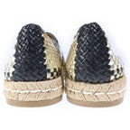 Prada Intrecciato Metallic Combination Leather Espadrilles Low Cut Shoes Black — view 3