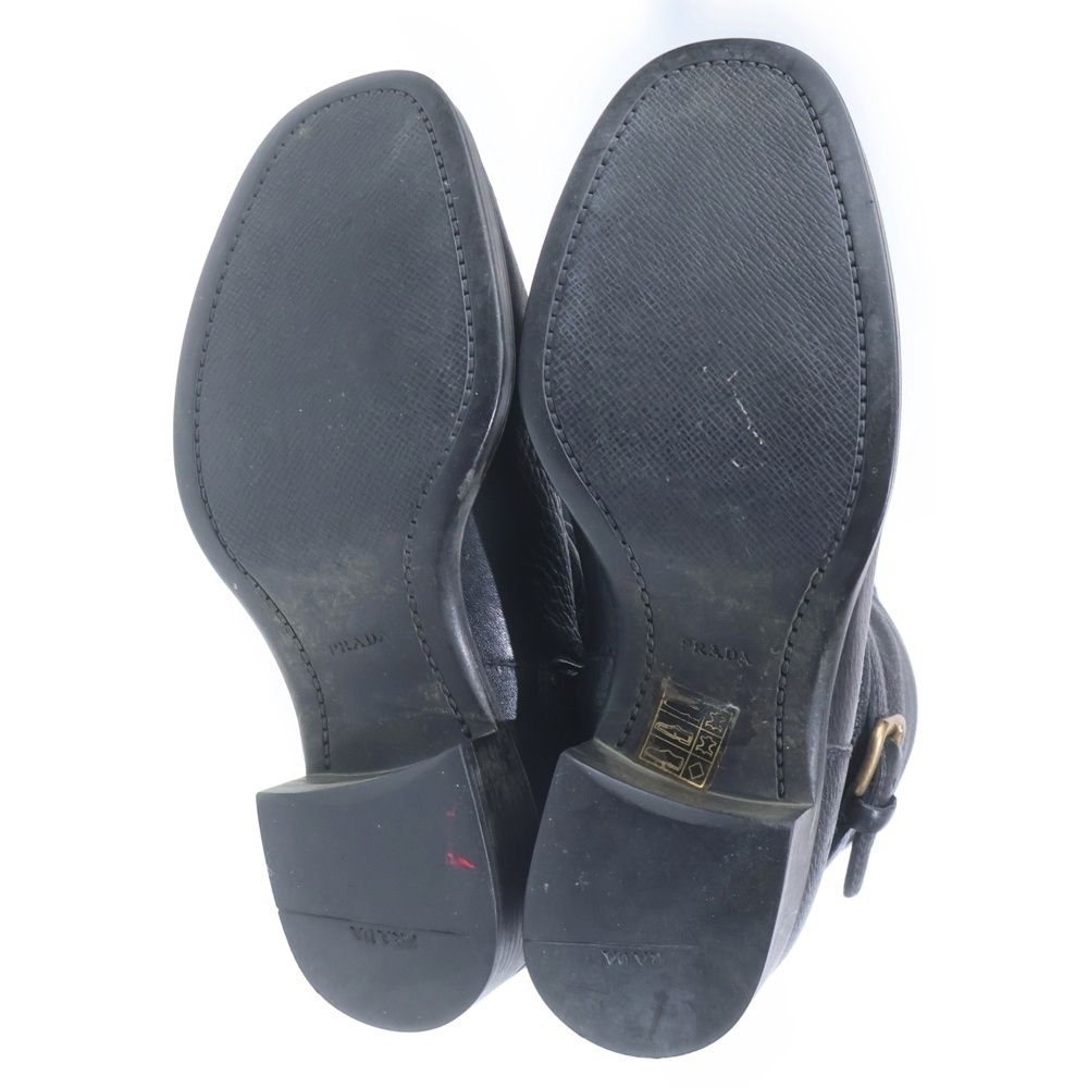 Prada Logo Long Boots Black Leather — view 5