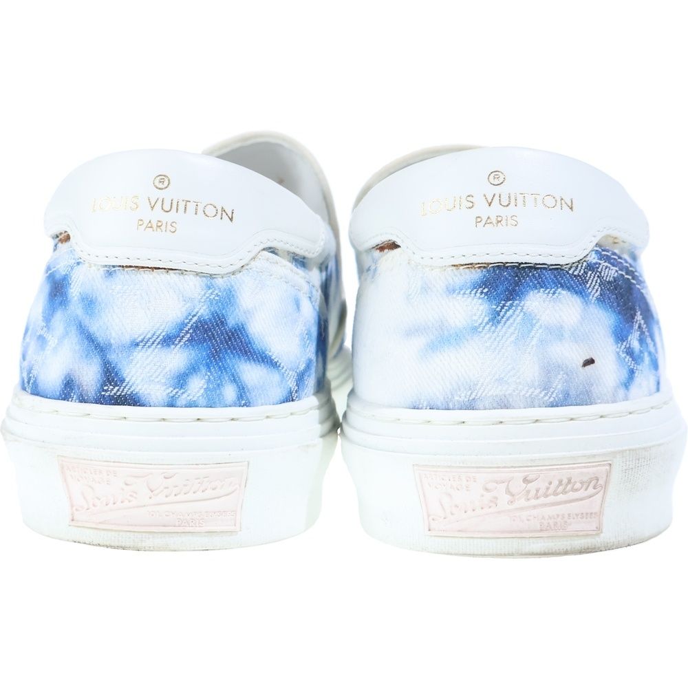 Louis Vuitton Trocade Line Slip Ons Low Cut Sneakers White Blue — view 3