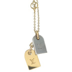 Louis Vuitton Nanogram Miniature Name Tag Necklace Pendant Chain Silver Gold — view 3
