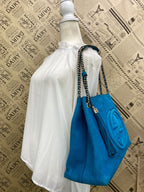 Gucci Soho Chain Tote Shoulder Bag Turquoise Blue — view 3
