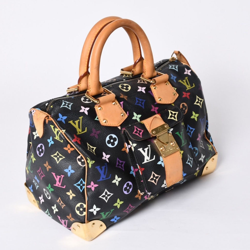 Louis Vuitton Speedy 30 Handbag Monogram Multicolor Black Gold Takashi Murakami — view 3