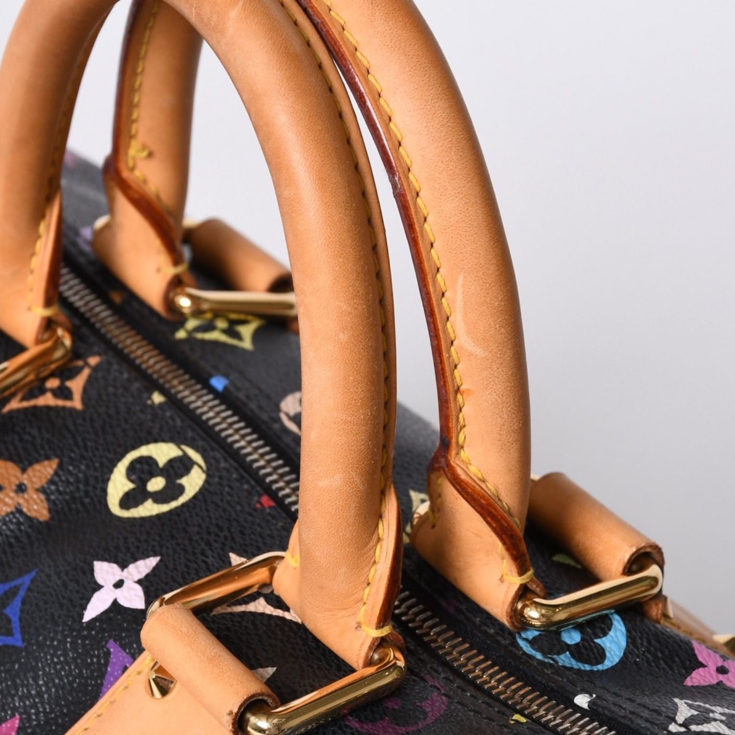 Louis Vuitton Speedy 30 Handbag Monogram Multicolor Black Gold Takashi Murakami — view 7