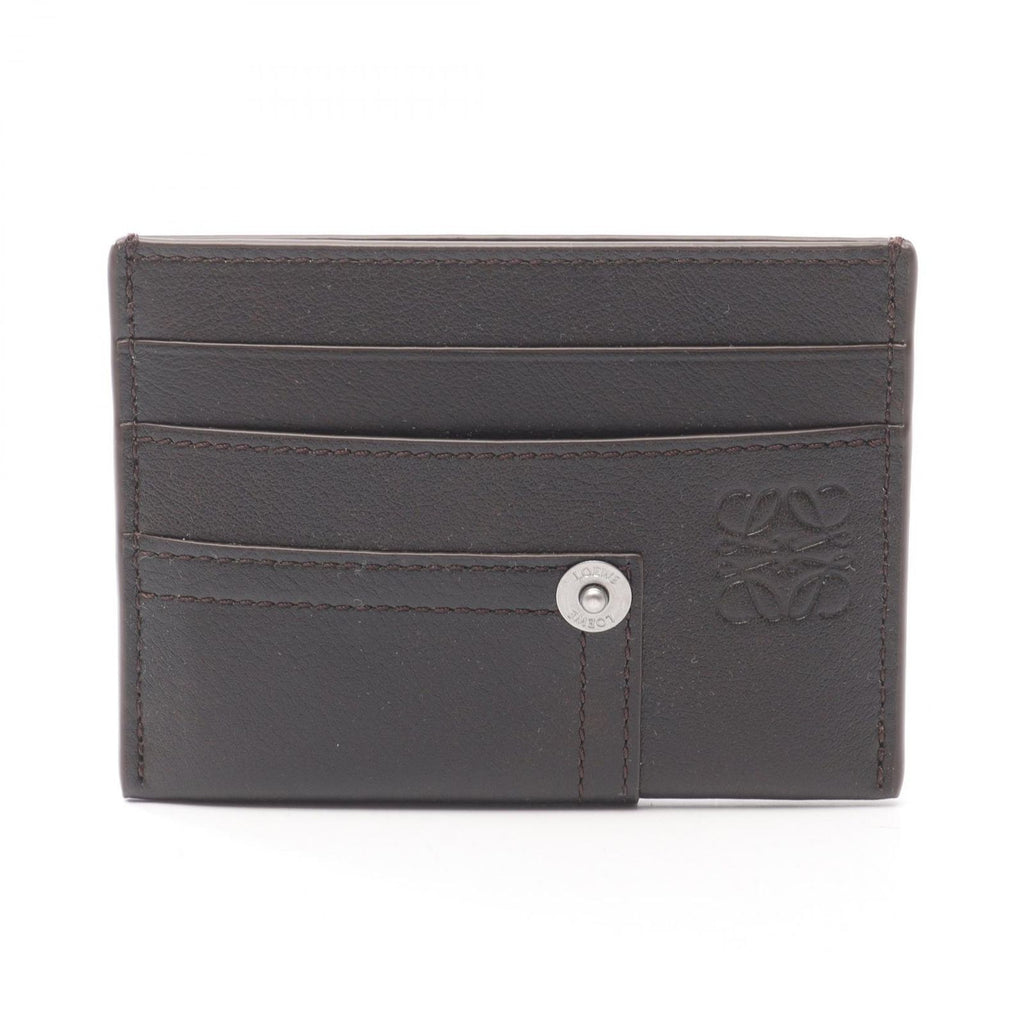 Loewe Card Case Panta Plain Holder Vintage Brown Leather