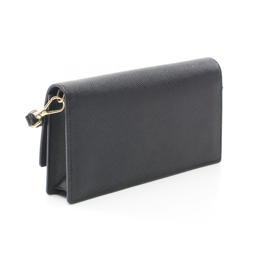 Prada Shoulder Bag Saffiano Triangle Logo Black Leather — view 2