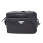 Prada Shoulder Bag Re-Nylon Tessuto Saffiano Black Nylon Leather