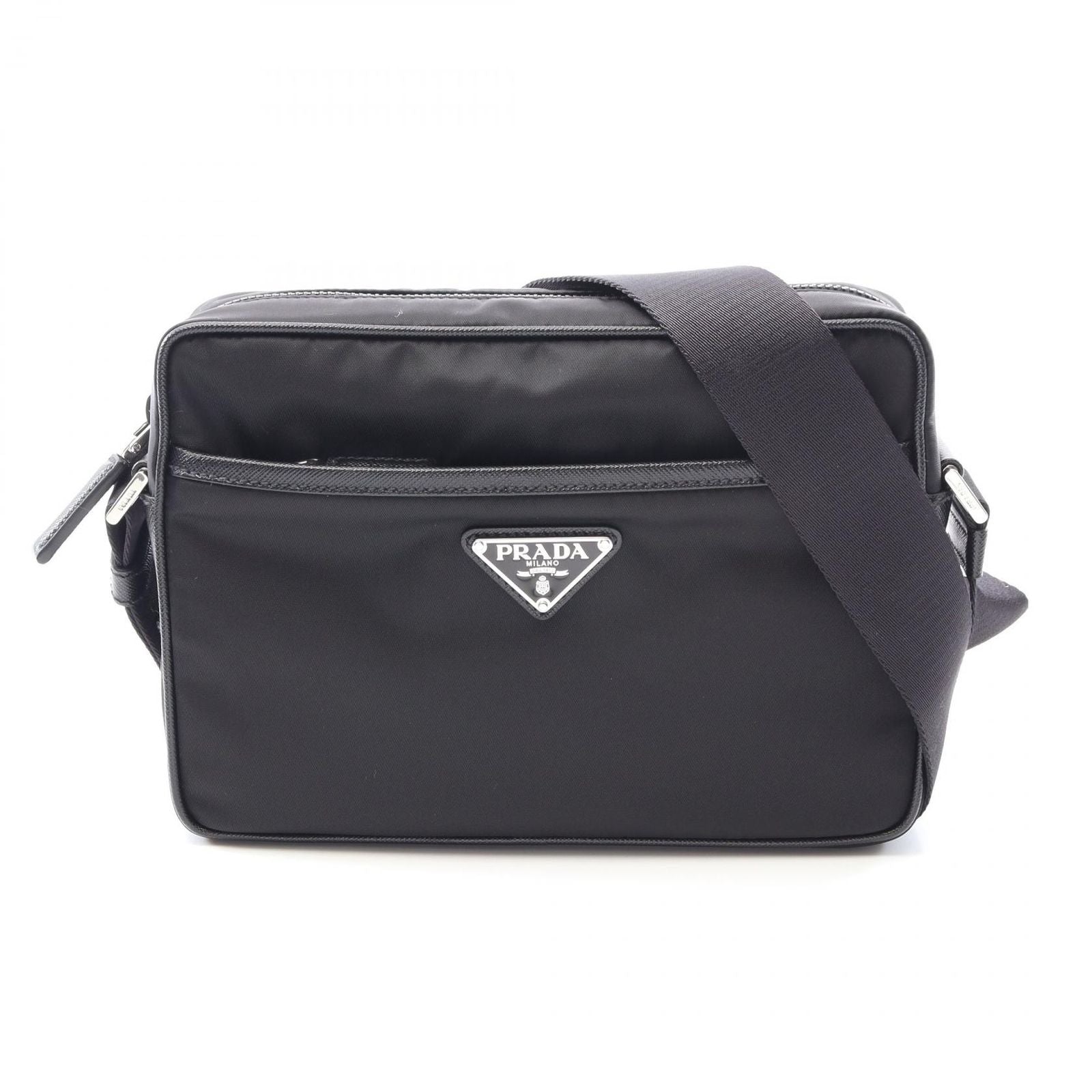 Prada Shoulder Bag Re-Nylon Tessuto Saffiano Black Nylon Leather
