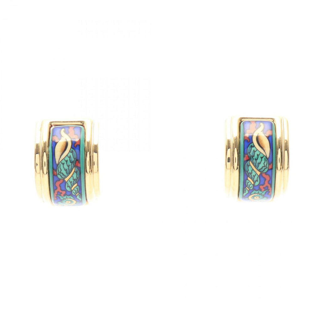 Hermes Earrings Enamel Gold