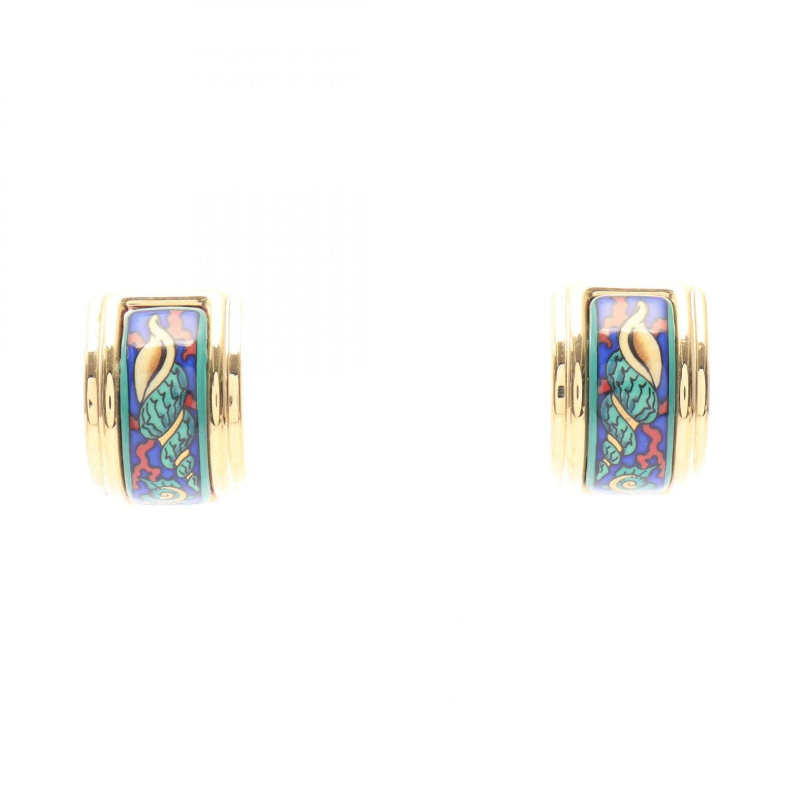 Hermes Earrings Enamel Gold