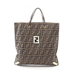 Fendi Tote Zucca Black Brown Nylon Leather
