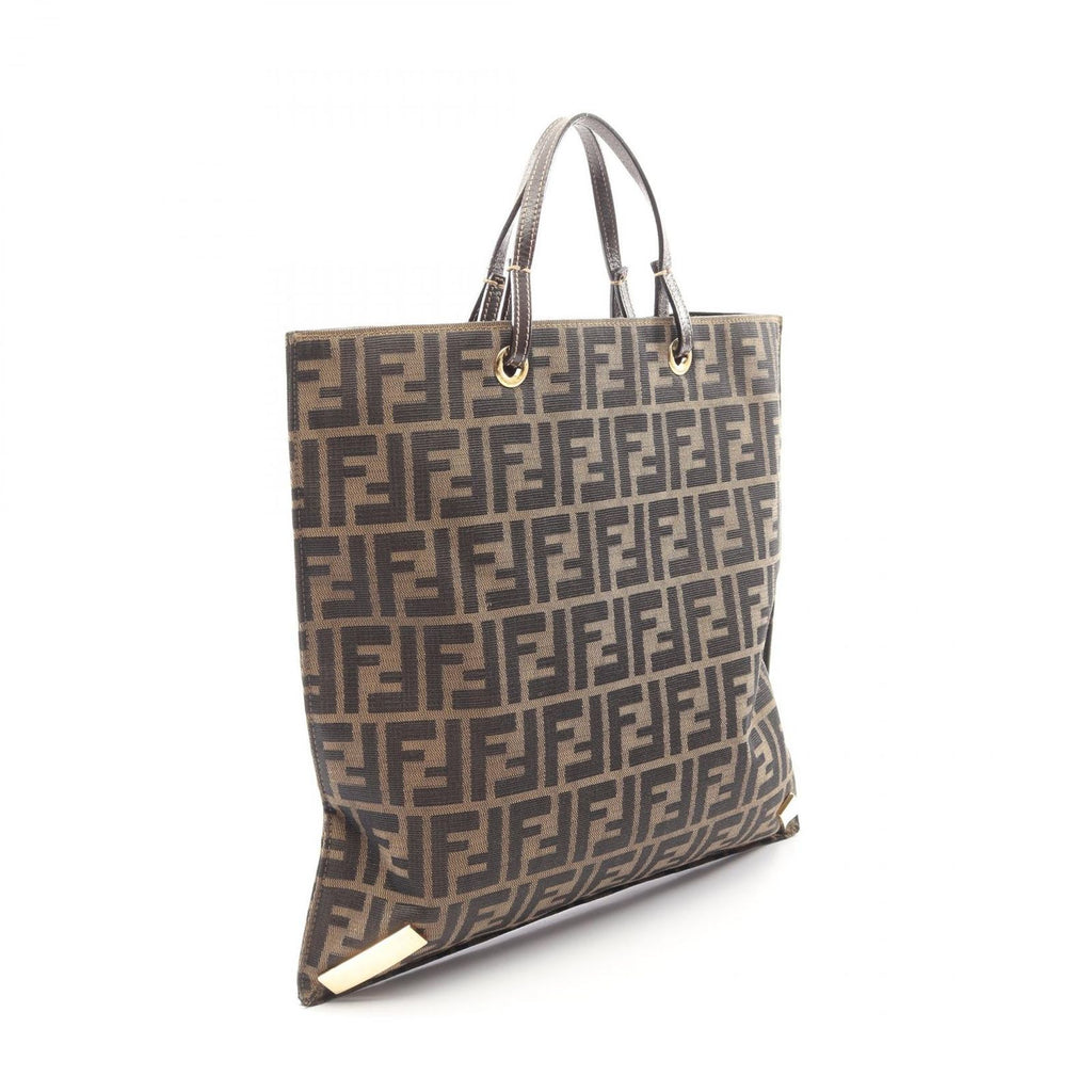 Fendi Tote Zucca Black Brown Nylon Leather — view 2