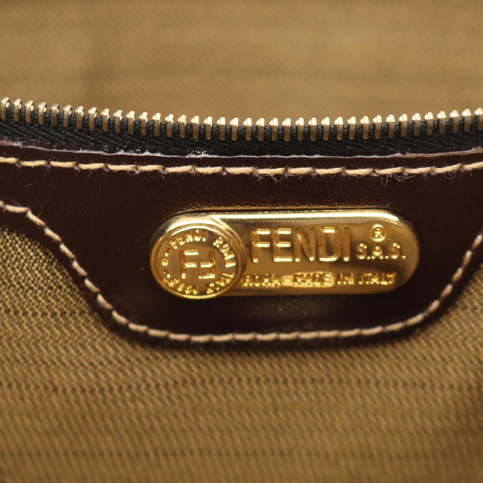 Fendi Tote Zucca Black Brown Nylon Leather — view 4
