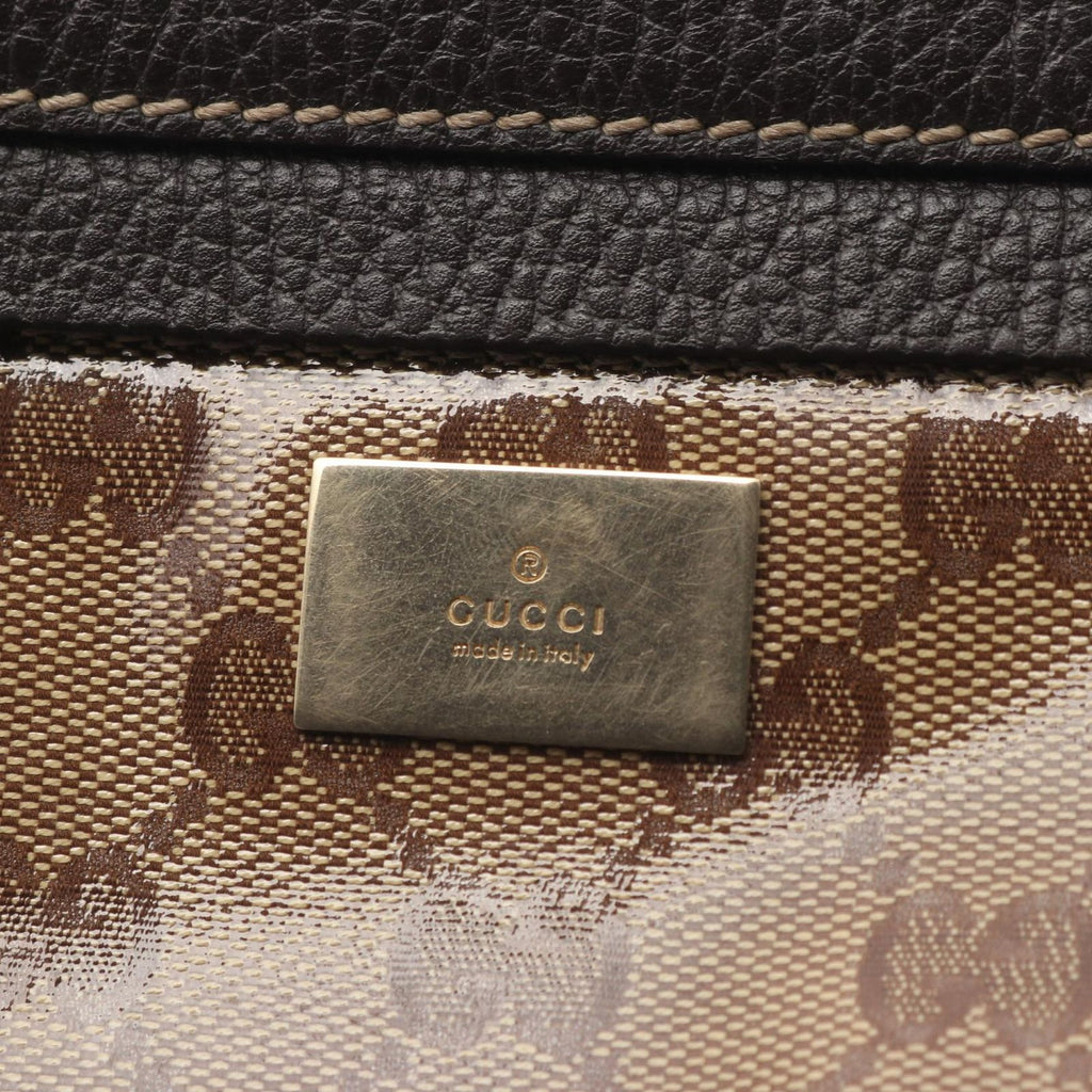 Gucci Waist Bag GG Crystal Beige Dark Brown Canvas Leather — view 7
