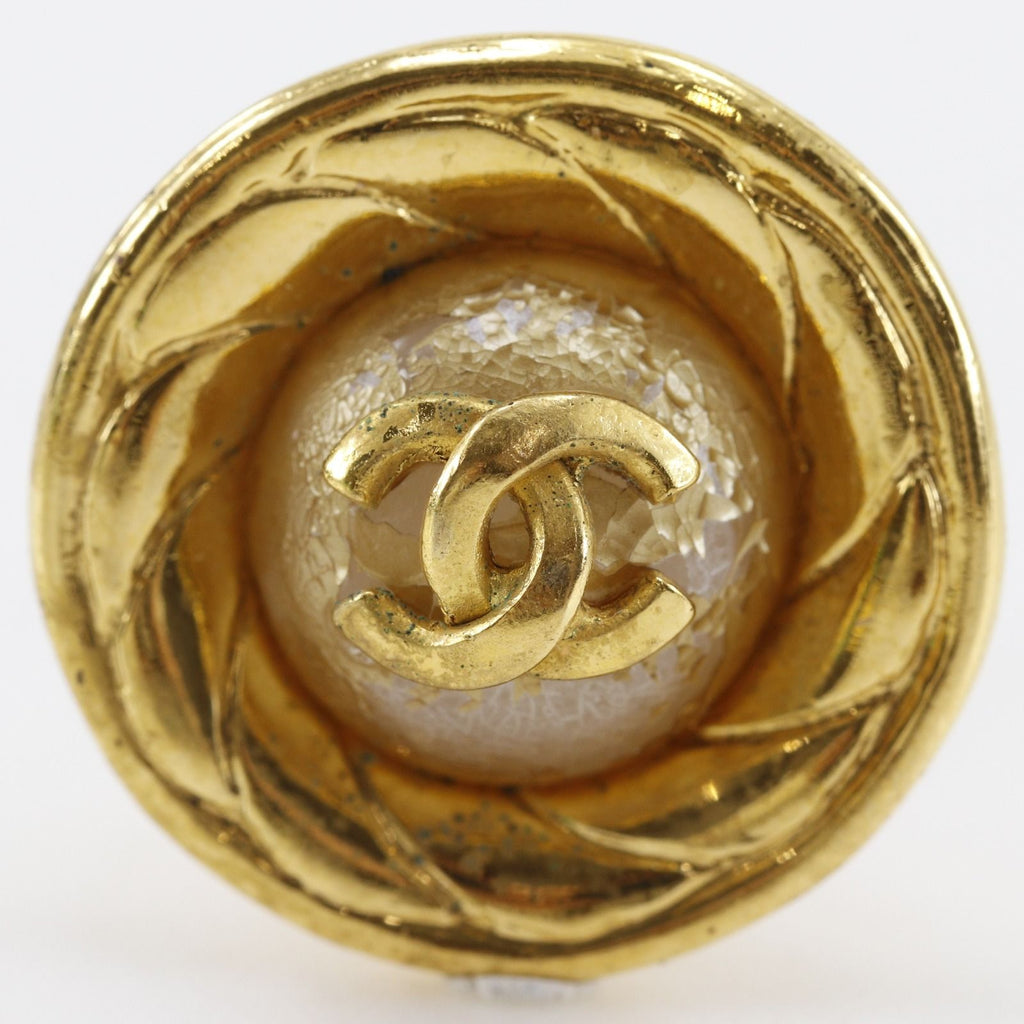 Chanel CC Logo Vintage Gold Plated Faux Pearl Earrings — view 6