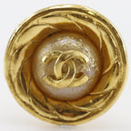 Chanel CC Logo Vintage Gold Plated Faux Pearl Earrings — view 6
