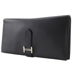 Hermes Bearn Souffle Veau Epsom Black Silver Wallet — view 2