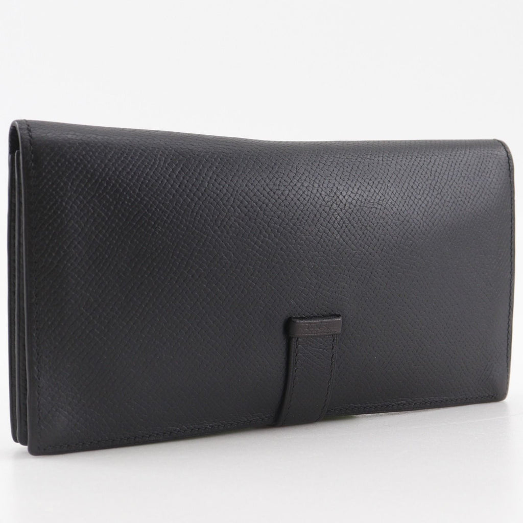 Hermes Bearn Souffle Veau Epsom Black Silver Wallet — view 3