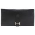 Hermes Bearn Souffle Veau Epsom Black Silver Wallet